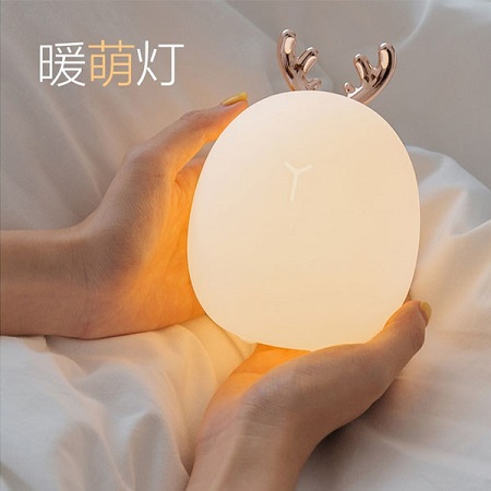 萌寵小鹿兔子硅膠燈觸控LED拍拍小夜燈喂奶ins可愛氛圍床頭燈